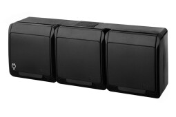 Hermes 0323-09 3-zásuvka 2P+PE IP44 povrchová, čierna